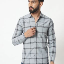 Men Regular Fit Checkered Spread Collar Casual Shirt-image-89