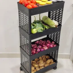 4 Layer-Tier Plastic Modular Multipurpose Trolley Plastic Kitchen Trolley-14