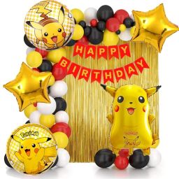 Printed Pikachu Pokemon Theme Happy Birthday Decoration Balloons Set Of 58 Pc Balloon Bouquet-image-13