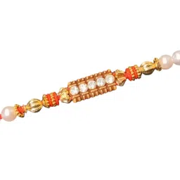 shop exciting Thread Stone & Beads Designer Rakhi With Chawal or Roli , Rakhi For Brother Mauli Thread Rakhi Set image 3