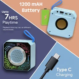 Monrix 7W HD Audio Bluetooth Speaker, Dynamic Disco Speaker RGB Lights, TWS Pairing, 7 W Bluetooth Party Speaker image 2