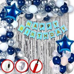 Solid Boys Happy Birthday Decoration, 1st 61 Pcs kit item combo Balloon-19