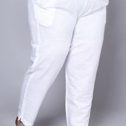 Women Straight Fit White Pure Cotton Trousers-image-98