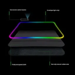 CLUSPEX RGB Gaming Mouse Pad, 10 Mode RGB Extended Soft Mousepad Smooth Surface and Non-Slip Rubber Base Computer Mouse Pad Mat (Black, RGB 13.7 x 10 inch) Mousepad image 3