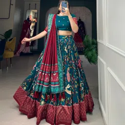 Floral Print Semi Stitched Lehenga Choli-image-66