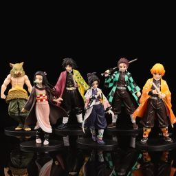 Demon Slayer Anime Action Figures Set 15cm Tanjiro Zenitsu Figures Toy For Kids-9