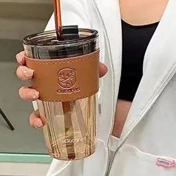 Iced Tea Drinking Glass with Lids and Straw Glass Coffee Cup Sipper Glass Glass Coffee Mug-image-38