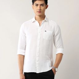 Men Slim Fit Solid Spread Collar Casual Shirt-image-47