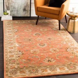 Rust Floral Wool 8 ft x 10 ft Hand tufted Carpet by Surya Living-picture-23