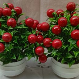 Plantsy Best For Home /Office Table Decoration or Gift Table Flower Pot Pack of Red, Green Cherry, Apple Blossom, Cherry Blossom Artificial Flowerwith Pot-image-2