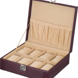 PU Leather / Faux Fine leather watch box / watch case / watch storage box / Cherry color / 8 slot Watch Box-image-62