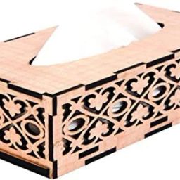 Wooden Tissue Paper Rectangular Holder for Bathroom, Office, Kitchen, Car - with Tissue - Off White | Beige Color Vehicle Tissue Dispenser-image-71