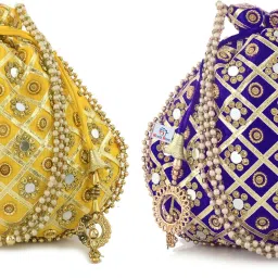 Women Gold, Blue Potli-image-43