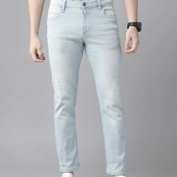 Men Tapered Fit Low Rise Blue Jeans-image-50