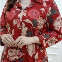Women Pure Cotton Kurti Pant Set-image-1