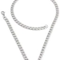 Jewellery Valentine Stlylish Fancy Party Wear Titanium Long Necklace Handmade Silver Neckless chain latest design Casual Style Daily use Simple -CN-DS049 Silver, Titanium Plated Metal, Silver, Stainless Steel Chain-image-11
