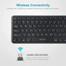 ASTRUM KW280 Slim Wireless Keyboard with Touchpad (Black) Wireless Standard Multi-device Keyboard Compatible with Desktop, Laptop, Mac multimedia_keys,Astrum KW280 image 4