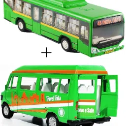 Low Floor Bus & Travel India For Kids, Pull Back Action Toys-38