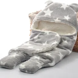 Polka Single Hooded Baby Blanket forMild Winter-image-23
