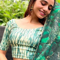 Bindigasm's Advi Abstract Printed Jacquard Saree Blouse-image-6