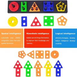 shreevi Plastic Angle Geometric Blocks Stacker Shape Sorter Column Puzzle Stacking image 4