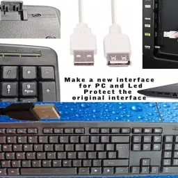 ANJO Wired Keyboard-Wired Mouse-Pad-Hub2.0-Cleaner-OTG C&Micro-Ext Cable-LED-Skin Combo Set image 2
