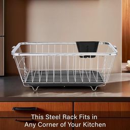 Stainless Steel Dish Rack for Kitchen Vessels Organizer Stands with Handle-Steel Stainless Steel Kitchen Trolley-image-99