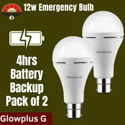 12W Emergency Bulbs Set of 2 | Auto Charging Power Cut Light Solution 3 hrs Bulb Emergency Light-12