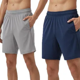 blacktail Pack of 2 Solid Men Grey, Dark Blue Casual Shorts, Beach Shorts, Gym Shorts, Sports Shorts-picture-17