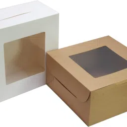 khaana packaging Cake Box Paper WINDOW CAKE BOX PACK OF 5 (SIZE 8X8X5) Paperboard Lock Corner Window Bakery Box Packaging Box image 2