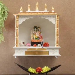 india home wood Gold Solid Wood Wall Mounted Mandir Without Door-picture-37