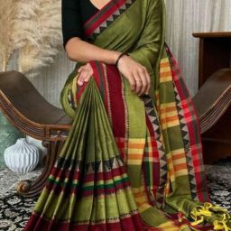 Woven Handloom Pure Cotton Saree-image-85