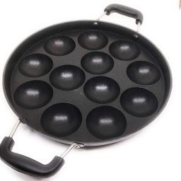 12 Cavity Appam Patra Side Handle with Lid, Paniyarakkal Paniyaram Maker K5 Paniarakkal with Lid 1 L capacity 23 cm diameter-image-97