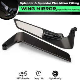 Manual Rear View Mirror For Hero, Universal For Bike Splendor NXG, Splendor Plus, Splendor Pro-2