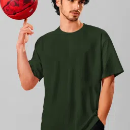 Men Solid Round Neck Cotton Blend Dark Green T-Shirt-image-19