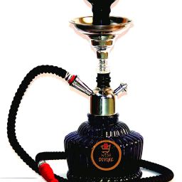 Hookah Pot Black QT with Silver Stem (Height 16 Inches) 16 inch Glass Hookah-image-88