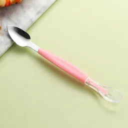 Multi-Use Double Head Fruit Scraping & Soft Tip Feeding Spoon for Toddlers - Silicone, Stainless Steel-5