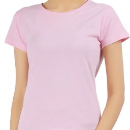 Women Solid Round Neck Cotton Blend Pink T-Shirt-image-37