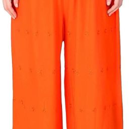 Women Regular Fit Orange Viscose Rayon Trousers-image-30