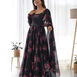Georgette Stitched Anarkali Gown-image-17