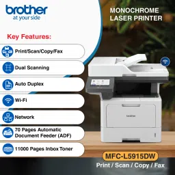 brother MFC-L5915DW Multi-function WiFi Monochrome Laser Printer for Print/Scan/Copy with Auto Duplex Feature, 5-Inch Touch Screen Display, 50 PPM, Dual Scanning, 70 Pages ADF, Free Installation & with Up to 11000 Pages of Black Ink Toner in the box image 5