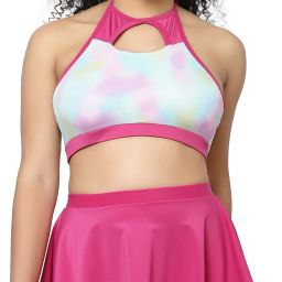 Fashion Printed Women Swim-dress Pink Swimsuit-image-43