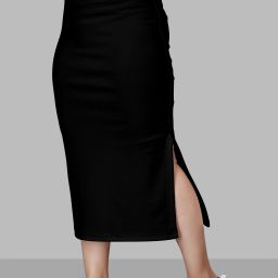 Women Solid Pencil Black Skirt-image-94