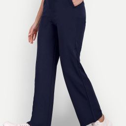 Women Straight Fit Blue Polyester Trousers-image-38