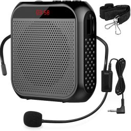 Voice Amplifier for Teachers Portable 2200 mAh Microphone Headset Set Black Flash Drive,with Strap Belt, Portable Voice Amplifier for Teachers Indoor PA System-20