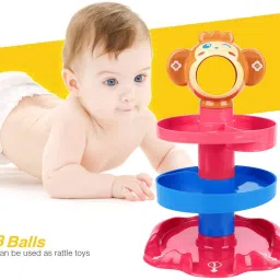 new 5 layer tower run with swirling ramps and 3 puzzle rattle balls-21
