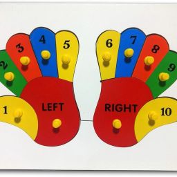 Number Hand Wooden Puzzle of 12 Different Colourful Shapes with Knobs for Kids-11