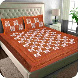 144 TC Cotton Double Checkered Flat Bedsheet-image-97