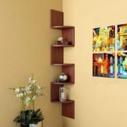 Wall shelf Zig zeg shelves MDF Corner shelves wall side corner rack shelf wall hanging , mounted , floating wall decorative MDF (Medium Density Fiber) Wall Shelf-38