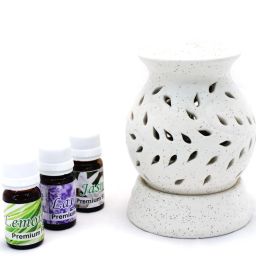 Aroma Diffuser Set Matki Shape With 30 ml- Fragrance oil -White Color Diffuser Set-image-7